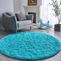 Tapete Pelo Alto Felpudo Peludo Macio Anti Derrapante Alérgico Turquesa Redondo 60 cm Sala Quarto Escritório Tapete Pelo Alto Felpudo Peludo Macio Anti Derrapante Alérgico Turquesa Redondo 60 cm Sala Quarto Escritório