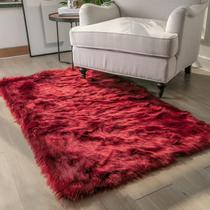 Tapete Pelúcia Ashler Faux Fur Vermelho Escuro (90x150cm) - Ultramacio e Lavável