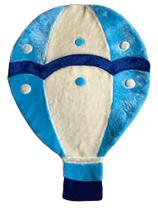 Tapete Pelúcia Balão 1,25m x 90cm Quarto Infantil Base Emborrachado - Azul