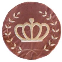 Tapete Pelúcia Coroa Ramos 90cm x 90cm Quarto Infantil Base Emborrachado - Rosê
