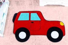 Tapete Pelúcia Infantil Formato Carro Aventura Vermelho