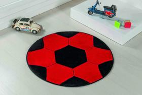 Tapete Pelúcia Para Quarto Formato Bola Vermelho E Preto