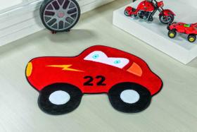 Tapete Pelúcia Quarto Infantil Carro Corrida 22 Vermelho