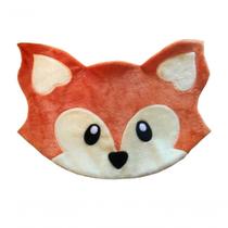 Tapete Pelúcia Raposa 1,10M X 75Cm Decorativo Quarto Infantil Base Emborrachado - Laranja