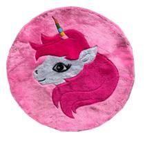Tapete Pelúcia Unicórnio 90Cm X 90Cm Decorativo Quarto Infantil Base Emborrachado - Rosa