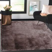 Tapete Peludo 1,35x2,00 Shaggy Costa Oro Marrom Escuro