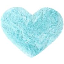Tapete Peludo em Formato de Coração - Quarto Infantil - 70x90cm - Azul Claro