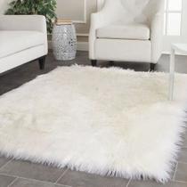 Tapete Peludo Felpudo 1,00x1,50 Para Sala Quarto Branco Neve
