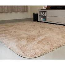 tapete peludo felpudo 2,00 x 1,40 bege liso macio - tapete sala