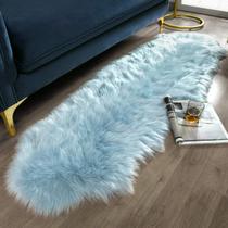 Tapete Peludo Shaggy Ashler Faux Fur 60x180cm - Azul Claro