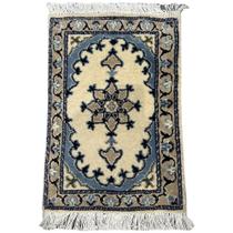 Tapete Persa Iraniano Nain Feito à Mão Cinza e Creme 40x60m