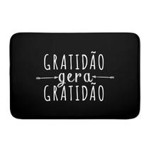 Tapete Personalizado Antiderrapante De Porta Preto Gratidão