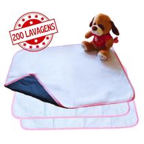 Tapete Pet Lavável Tecido Premium Cor Branco e Rosa 3 Unidades Econômico Tapete Pet Lavável Tecido Premium Cor Branco e Rosa 3 Unidades Econômico