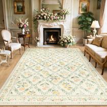 Tapete PLHXFR 305 x 244 cm Floral Lavável, Macio e Antiderrapante Tapete PLHXFR 305 x 244 cm Floral Lavável, Macio e Antiderrapante