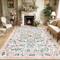 Tapete PLHXFR Floral Lavável Macio Antiderrapante 8x10 Tapete PLHXFR Floral Lavável Macio Antiderrapante 8x10