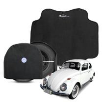 Tapete Porta Malas Carpete Fusca 1959 a 1969 Preto com Capa de Estepe 2 Peças