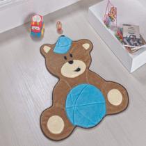 Tapete Premium Baby Urso Baby 75cm x 62cm Azul Turquesa Guga Tapetes