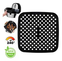 Tapete Protetor de Silicone para Air Fryer e Indução Quadrado Multiuso Cor Preta