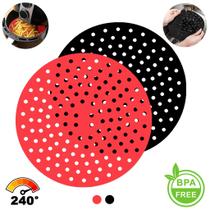Tapete Protetor de Silicone para Air Fryer e Indução Redondo MultiusoCor Vermelha