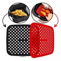 Tapete Protetor De Silicone Quadrado P/ Fritadeira Air Fryer Dobrável Reútilizavel e Antiaderente