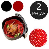 Tapete Protetor e Forma Redonda Cesto de Silicone com Alça para Air Fryer Reutilizável Tapete Protetor e Forma Redonda Cesto de Silicone com Alça para Air Fryer Reutilizável