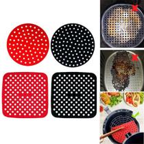 Tapete Protetor Silicone Para Air Fryer Fritadeira UNIVERSAL Não Gruda - 19cm - Redondo / Quadrado