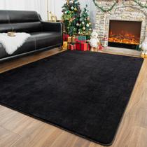 Tapete Przemy Lavável Preto Memory Foam 150x210cm para sala de estar