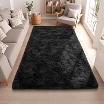 Tapete Pufmate Black Ultra Soft Faux Fur 120x180cm para quarto