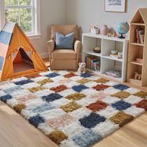 Tapete PureCozy Checkered 120x180cm Rainbow Shag para sala de estar