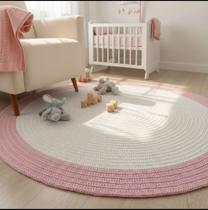 Tapete quarto do bebe de croche rosa 1m Tapete quarto do bebe de croche rosa 1m