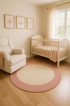 Tapete quarto do bebe de croche tapete infantil rose rosa chá