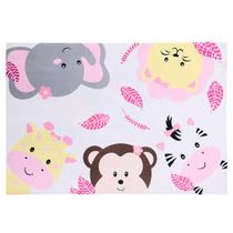 Tapete Quarto Infantil Criança Belga Kids Bebe Macio Antiderrapante Emborrachado Menino Menina Safari Savana Bichinhos Rosa