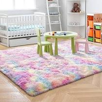 Tapete Quarto Infantil Pelúcia Criança Bebê 2,00 x 1,40 m Antiempacto Arco-Íris
