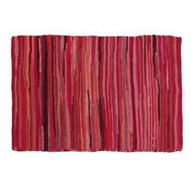 Tapete Ramanta Home Chindi Rag 100% algodão 60x90cm vermelho tecido à mão