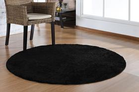 Tapete redondo 1,50 x 1,50 classic oasis pelo curto toque suave não escorrega (preto)