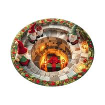 Tapete Redondo 3D Impresso De Natal Com Gnomo E Papai Noel, Decoração De Inverno Para Casa, Tapete