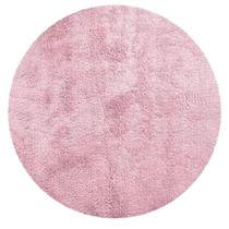 Tapete Redondo Antiderrapante Macio Apolo Felpudo Pelo Baixo 1M Rosa Bebê