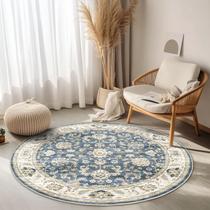 Tapete Redondo Boho WITSHOCK 120cm - Azul Oriental Envelhecido