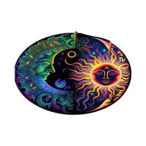 Tapete Redondo Colorido Vintage Com Mapa Celestial De Sol, Lua E Estrelas Para Decoração De Sala De