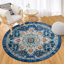 Tapete redondo Easy-Going 91cm lavável Boho Floral Aqua Tapete redondo Easy-Going 91cm lavável Boho Floral Aqua