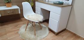 Tapete Redondo Em Pelucia Pelo Alto De 7cm Sem Forro - 110cm