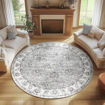 Tapete Redondo Jinchan Vintage Floral Gris de 2.13 metros