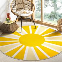 Tapete Redondo Lahome 152cm Lavável Antiderrapante Amarelo Sol