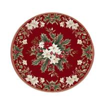 Tapete Redondo Lavável Antiderrapante Com Estampa Floral De Poinsettia Para Quarto, Sala De Estar E