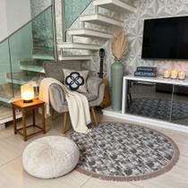 Tapete Redondo Lindo Decorativo 1,40x1,40 Com Antiderrapante