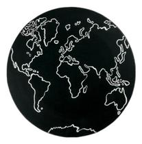 Tapete Redondo Mapa Mundi Preto Quarto Infantil Bebê 1,4m Tapete Redondo Mapa Mundi Preto Quarto Infantil Bebê 1,4m