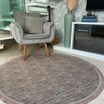 Tapete Redondo Moderno Com Estampa Linda 1,40x1,40 Com Franja