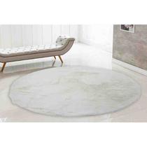 Tapete Redondo Pele Bangor 1,8 metros Branco Niazitex
