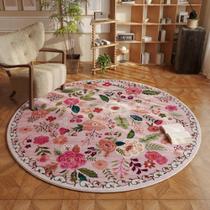 Tapete redondo Rugcomf Tapete circular lavável antiderrapante 180 cm rosa