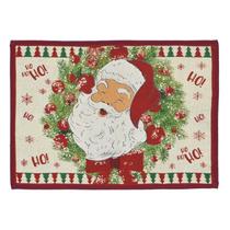 Tapete Retangular Estampa Papai Noel 69x49cm Algodão Enfeite Natal Decoração Casa Premium